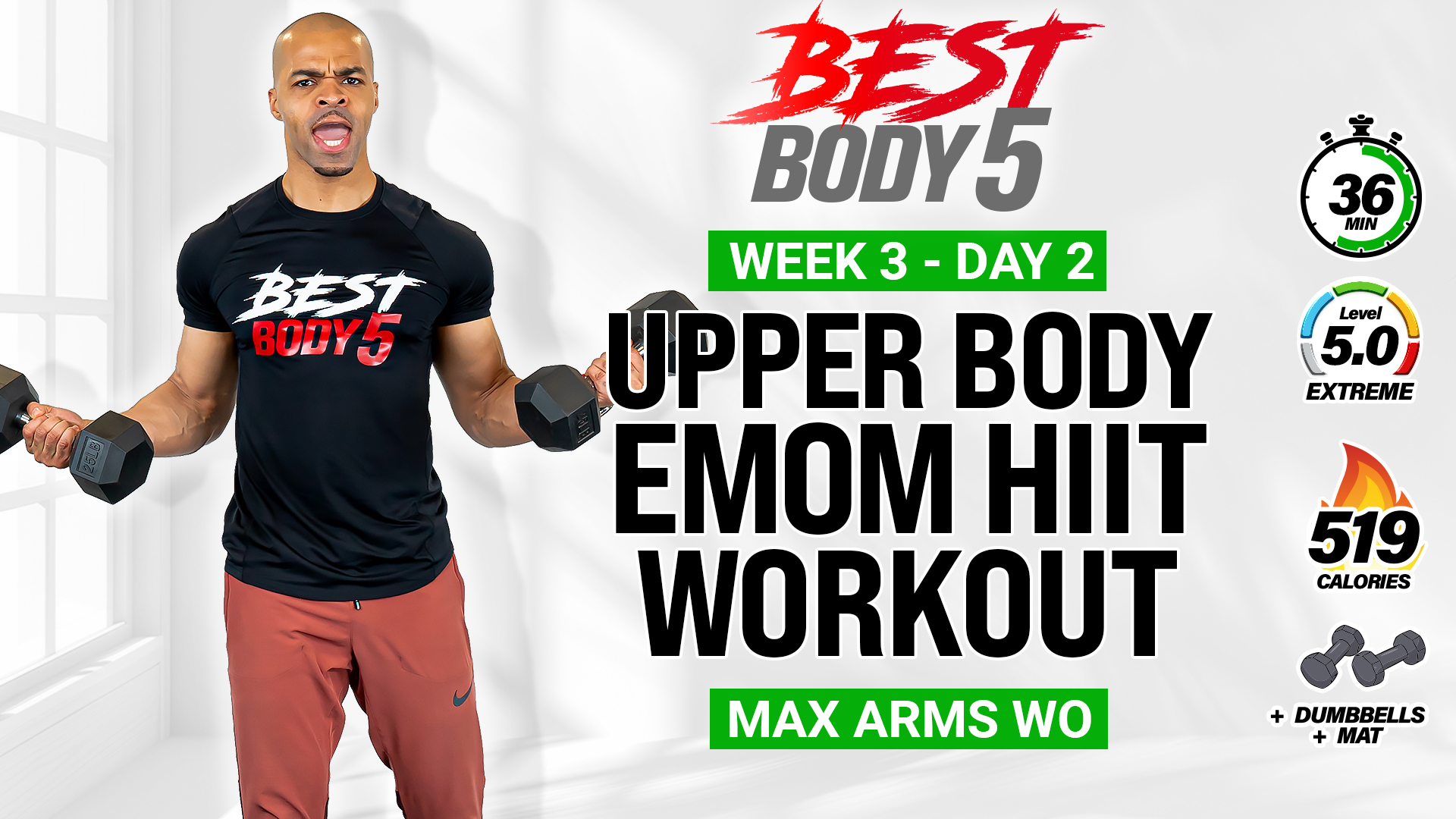 36 Minute Upper Body EMOM Strength Workout - BB5 W3: Day 2