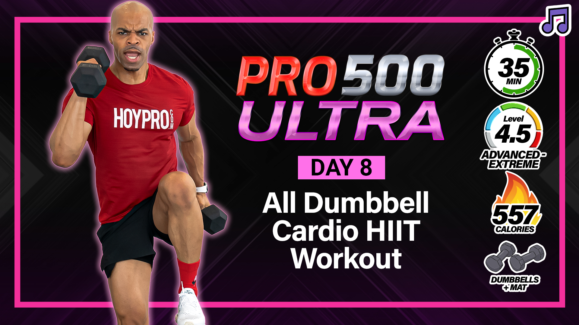 35 Minute All Dumbbell HYPER Cardio HIIT Workout - ULTRA #08 (Music)