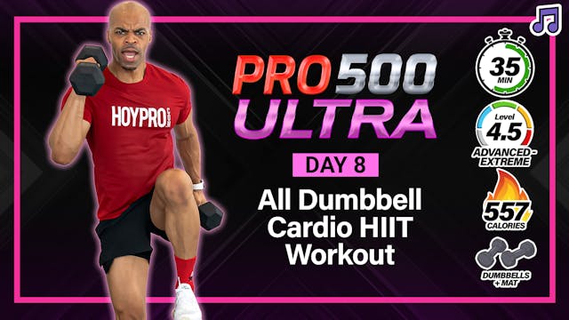 35 Minute All Dumbbell HYPER Cardio HIIT Workout - ULTRA #08 (Music)