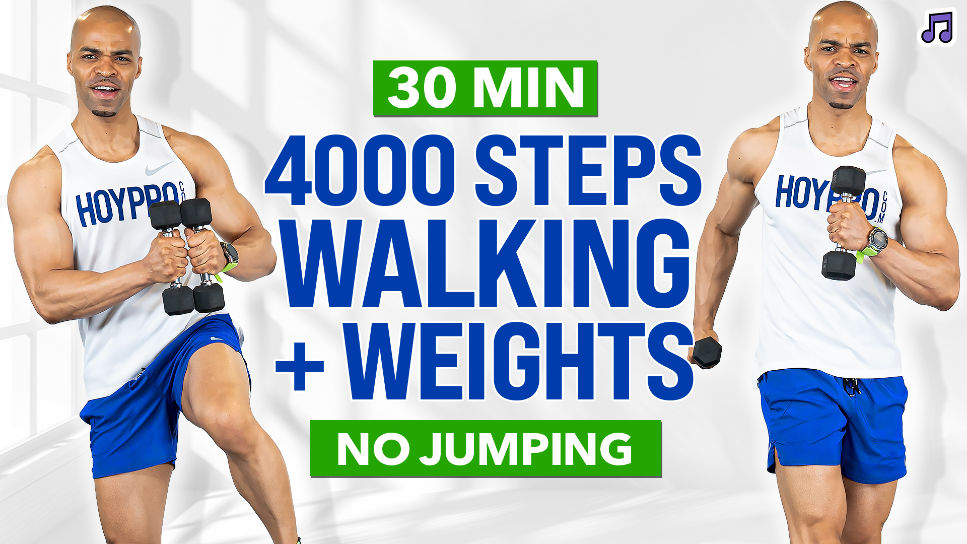 30 Minute 4000 Steps Walking Workout with Light Weights (Music)