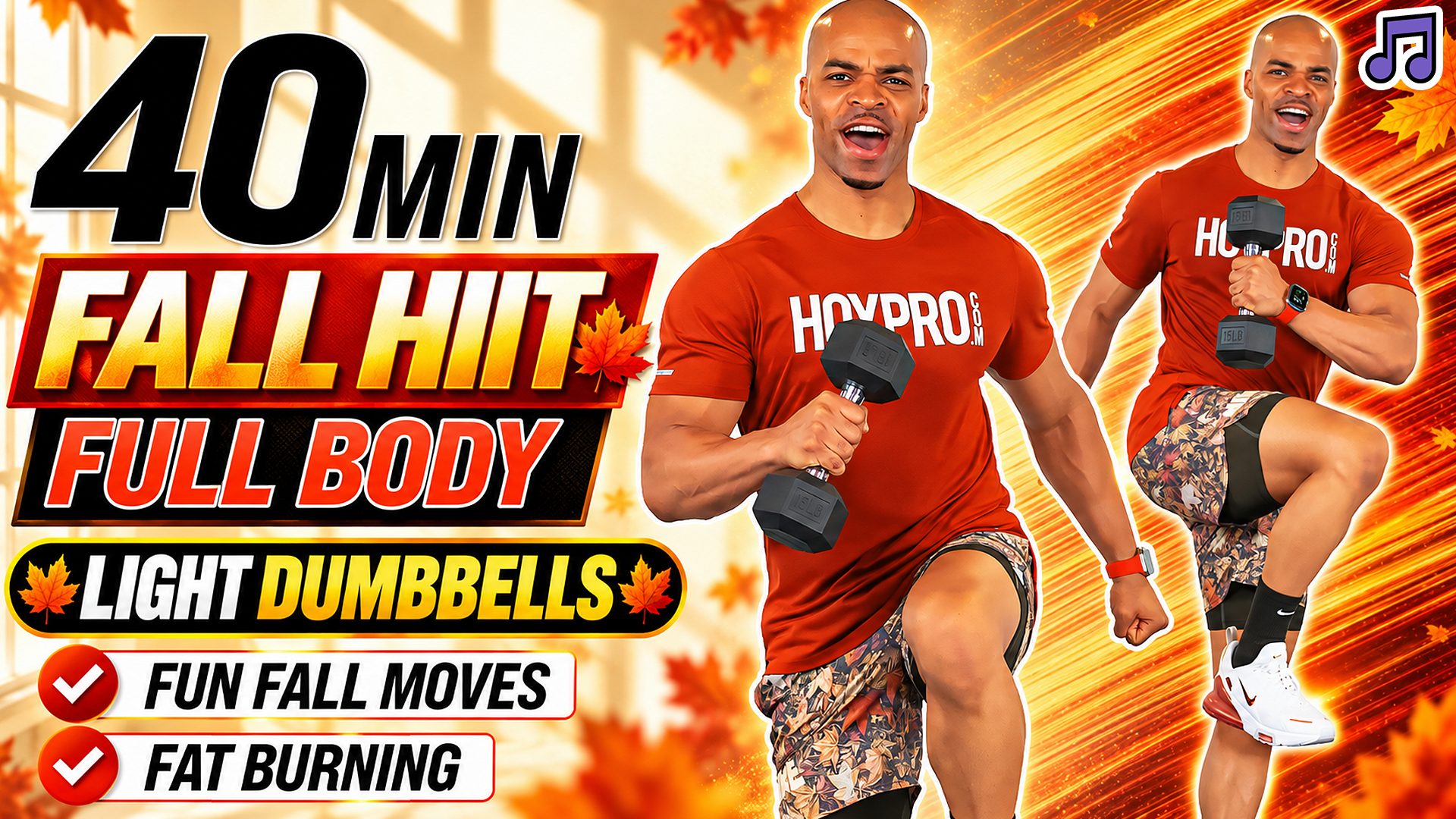 40 Minute FALL THEMED Full Body HIIT Workout 🍂 (Light Dumbbells)