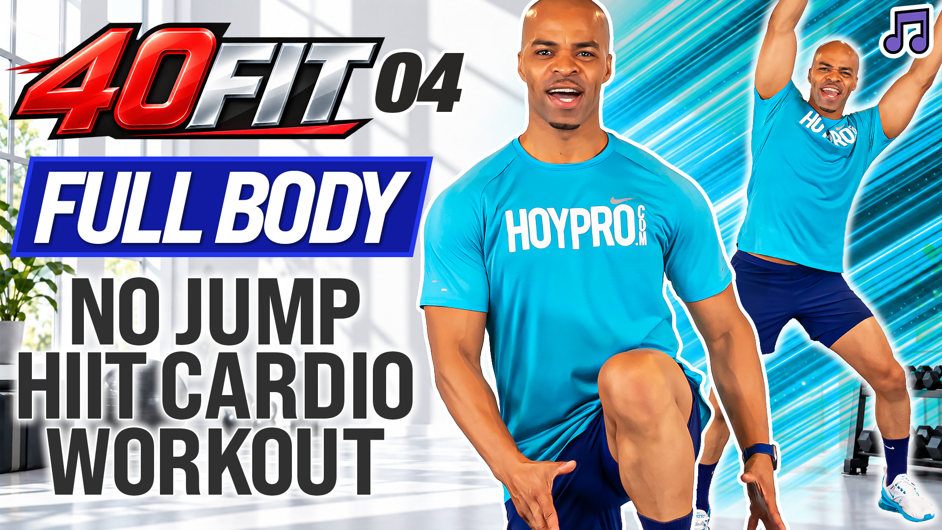 40 Minute No Jumping HIIT 🔥 No Equipment | Full Body - 40FIT #004 (Music)