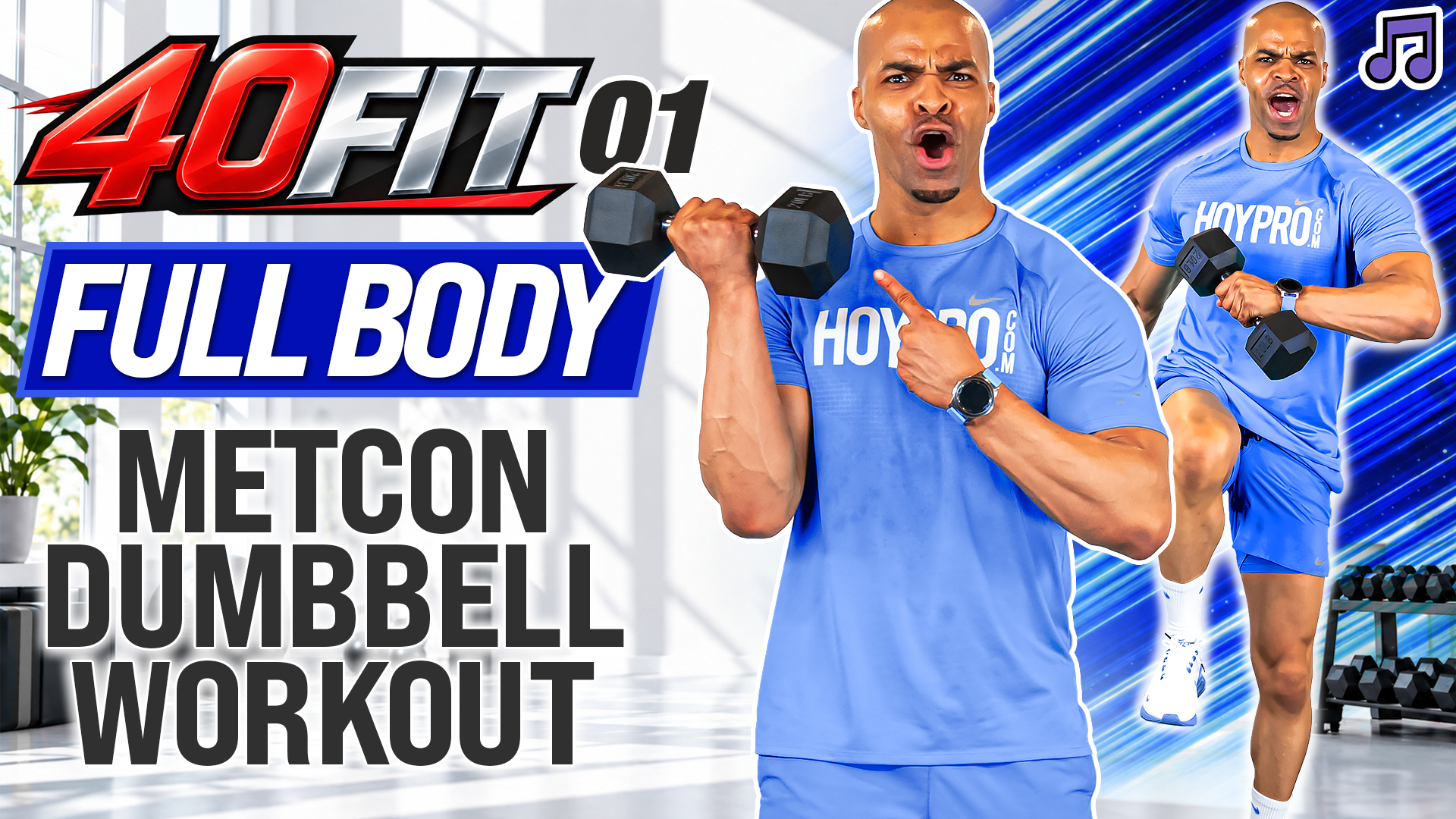 40 Minute Full Body METCON Dumbbell Workout (No Jumping) - 40FIT #001 (Music)