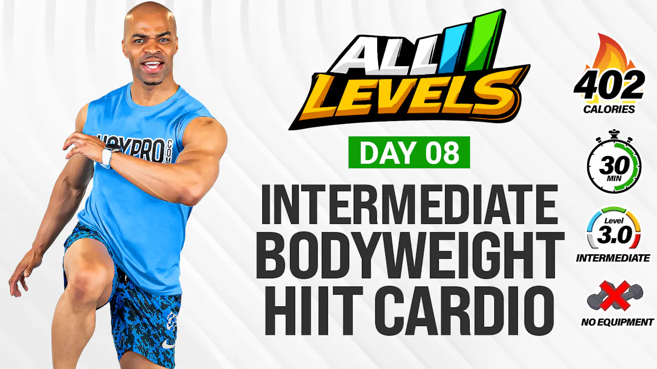 30 Minute Intermediate No Equipment HIIT Cardio - ALL LEVELS #008 - NEW ...