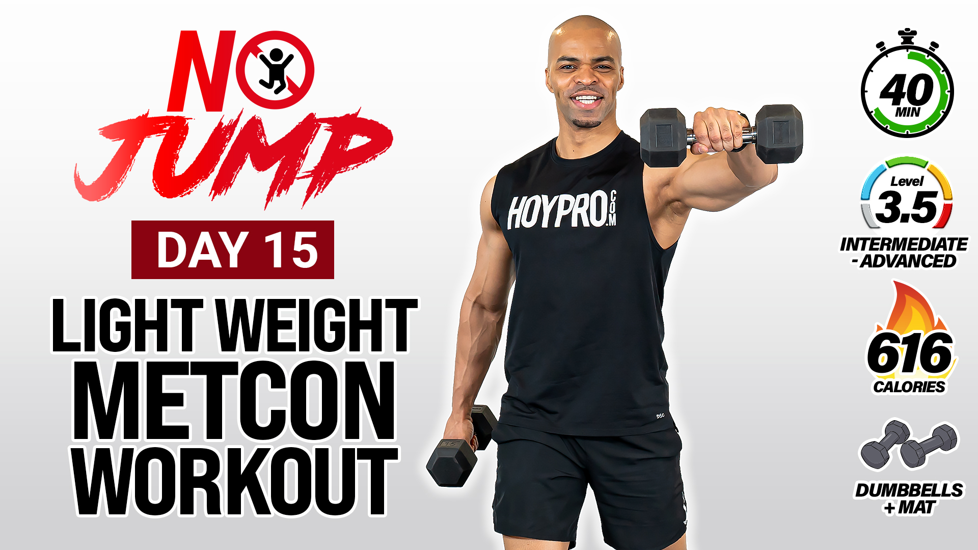 40 Minute Light Weight Metcon Strength - NO JUMP #15