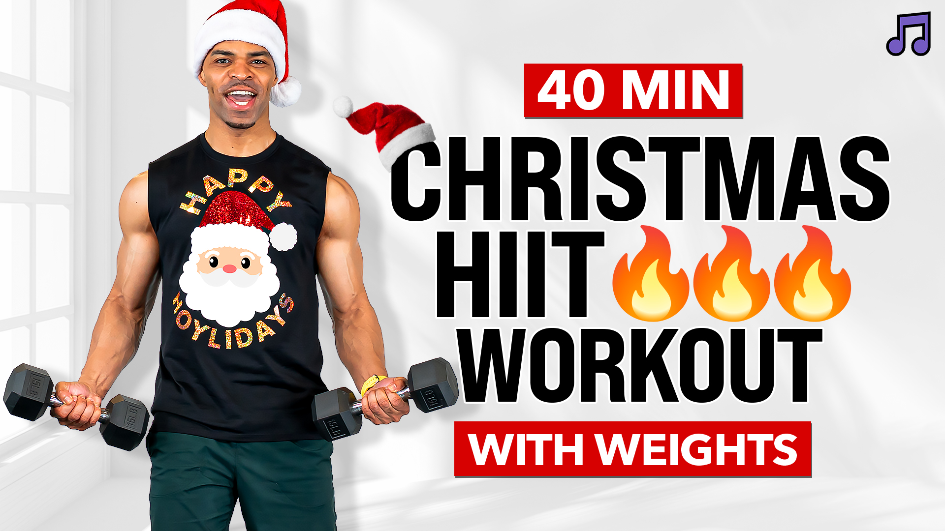 40 Minute Christmas Themed HIIT Workout with Weights