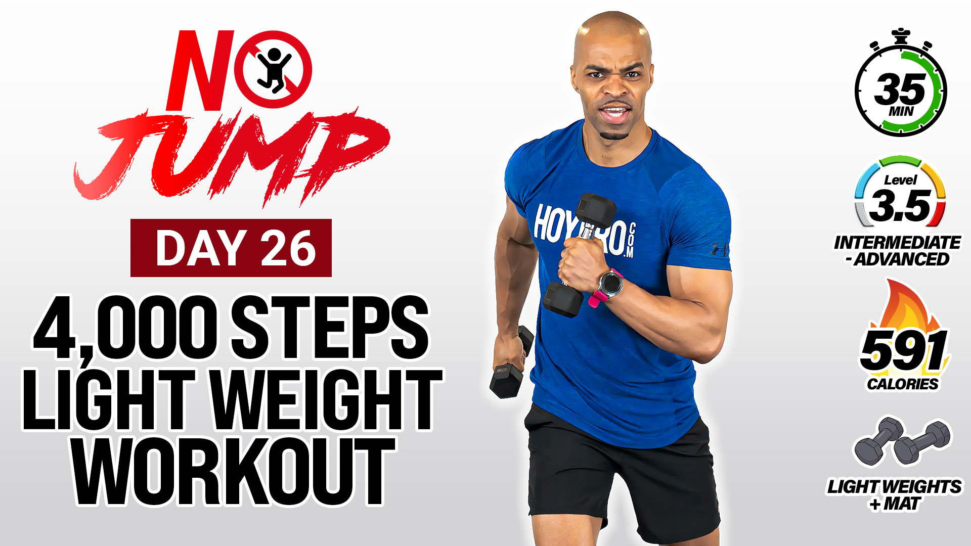 35 Minute 4000 Steps Walking Workout With Weights - NO JUMP #26