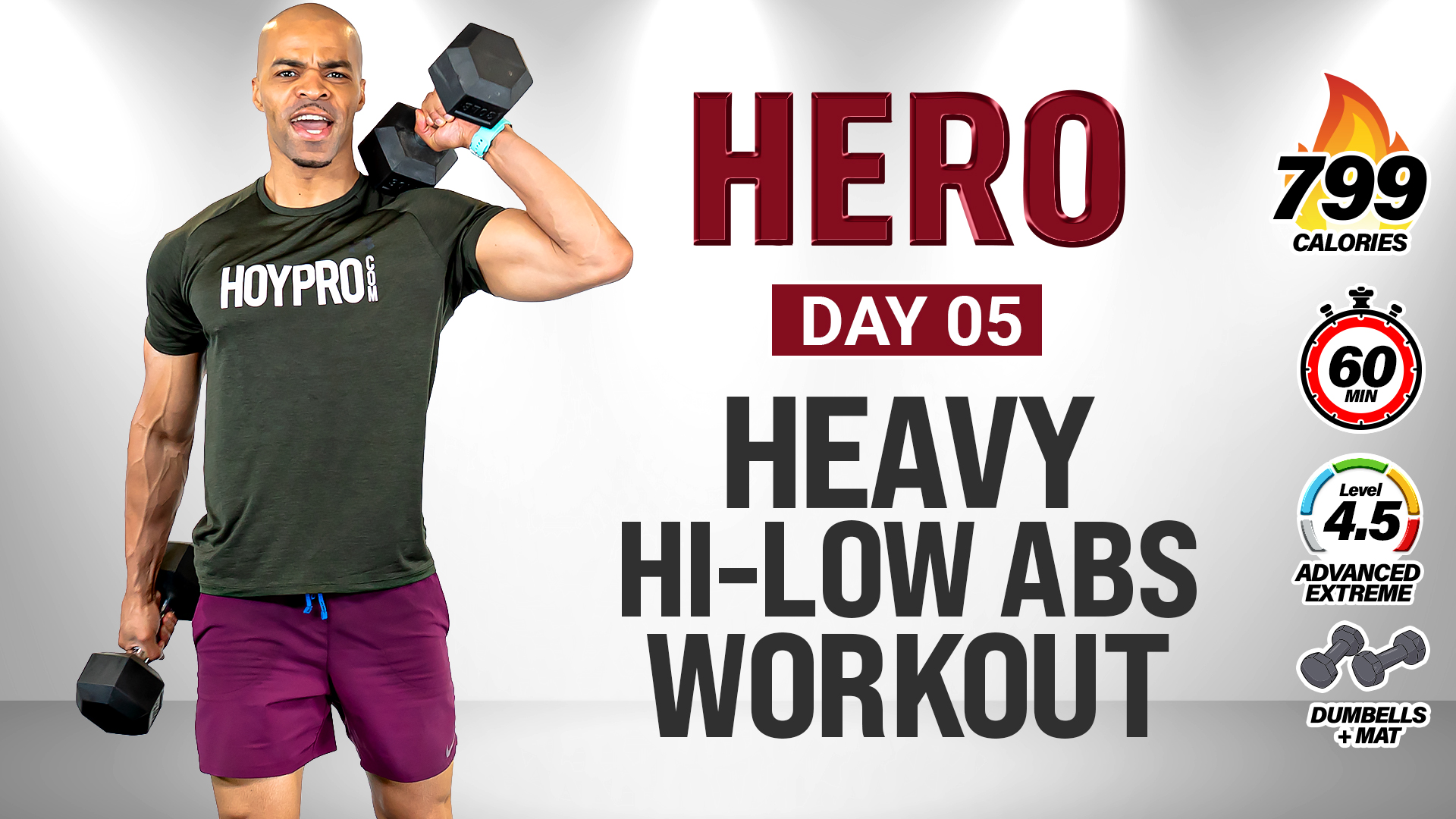 60 Minute Heavy Hi-Low Abs Full Body Strength Workout - HERO #005