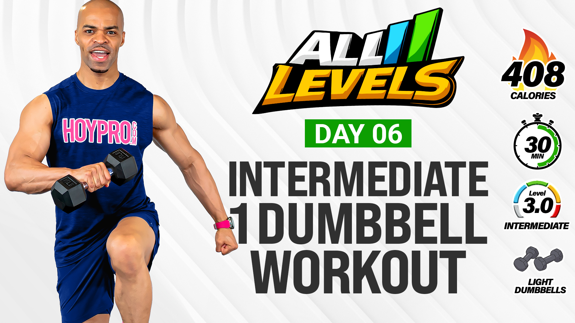 30 Minute Standing Intermediate One Dumbbell Workout - ALL LEVELS #006