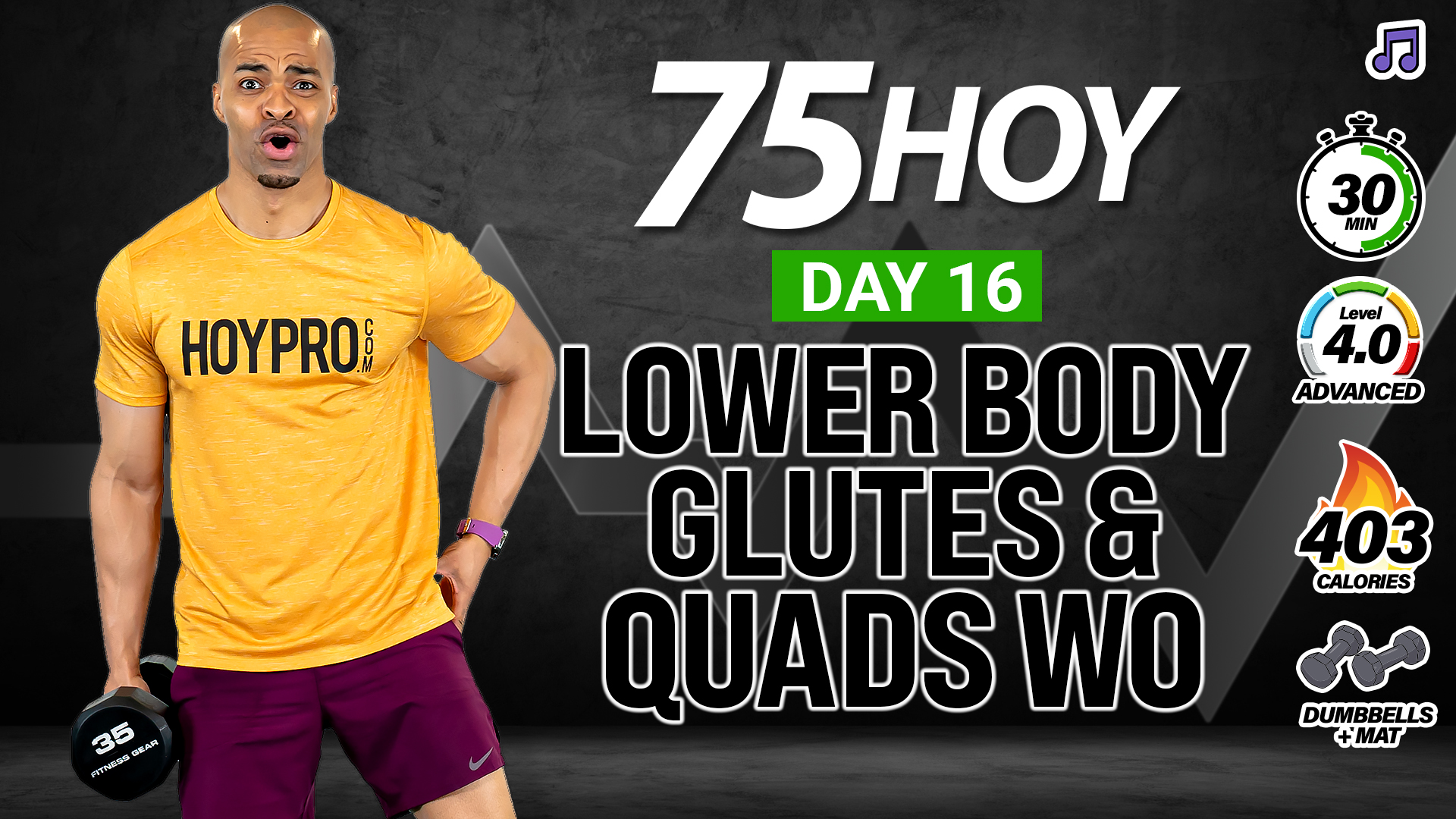 30 Minute Glutes & Quads Lower Body Workout - 75HOY #16 (Music)