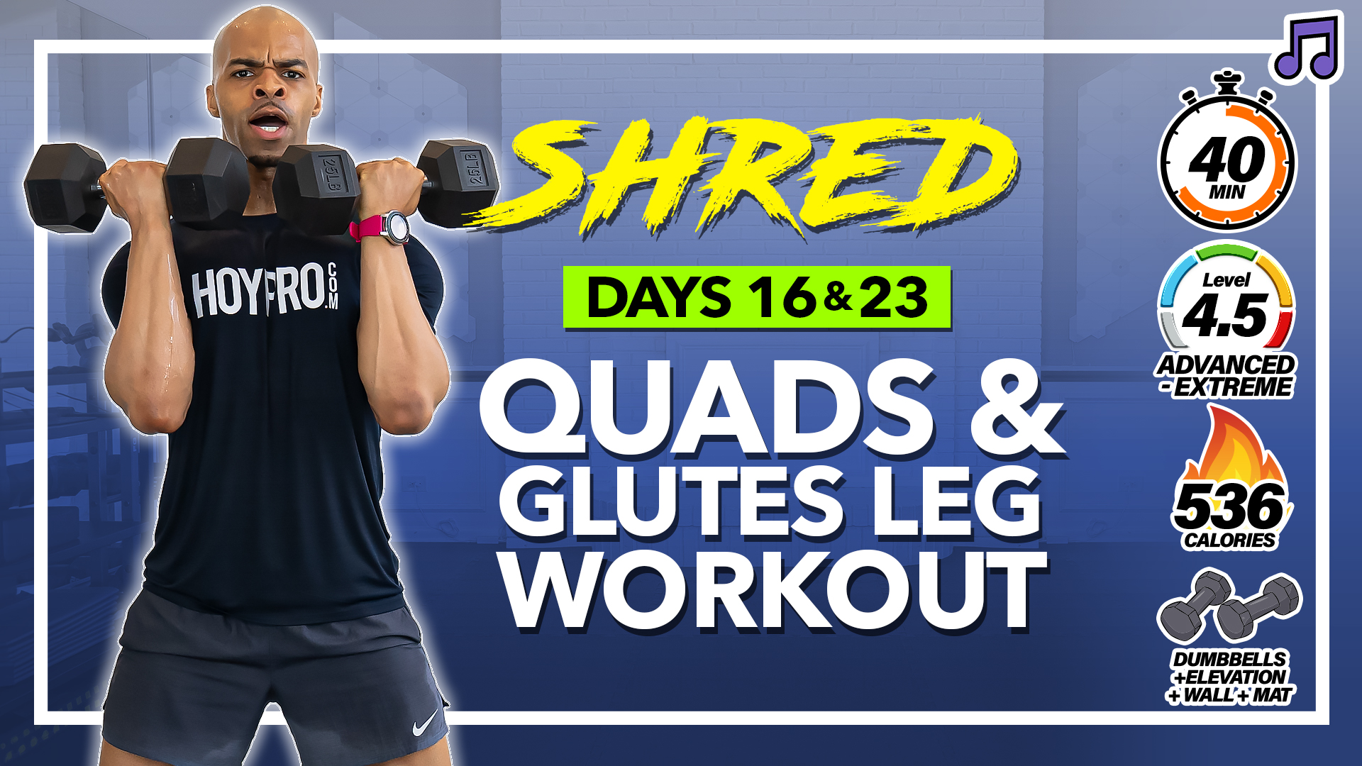 40 Minute Quads Glutes & Calves Lower Body Workout - SHRED #16 & 23 (Music)