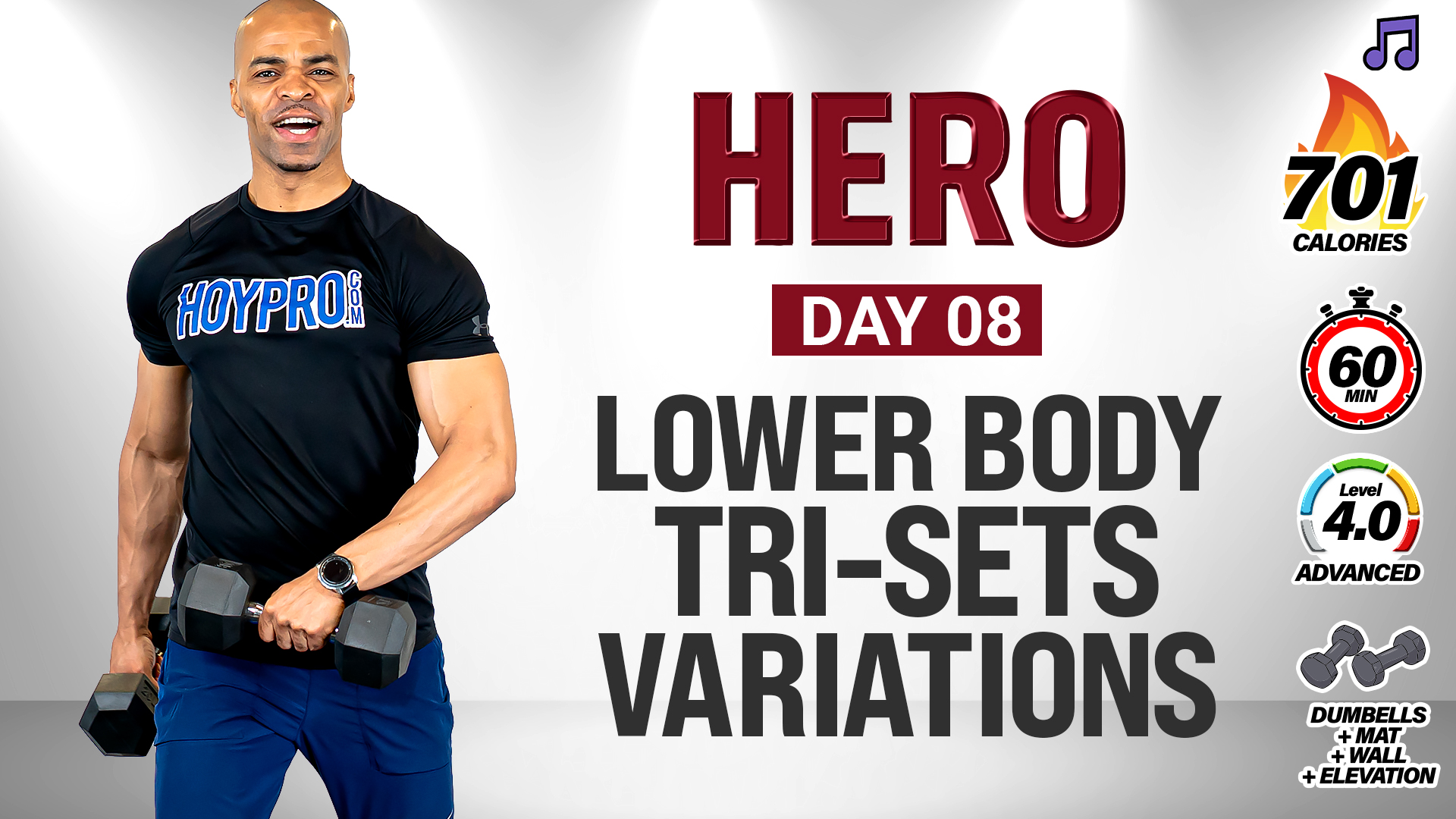 60 Minute Complete Lower Body Tri-Sets Variations - HERO #008 (Music)