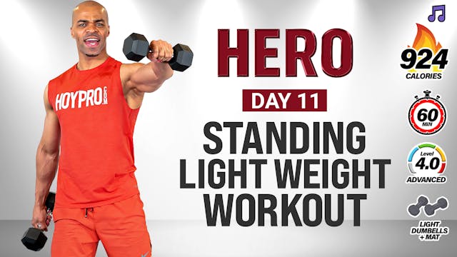 30 & 60 Minute Standing Light Dumbbell Workout (No Jumping) - HERO #011