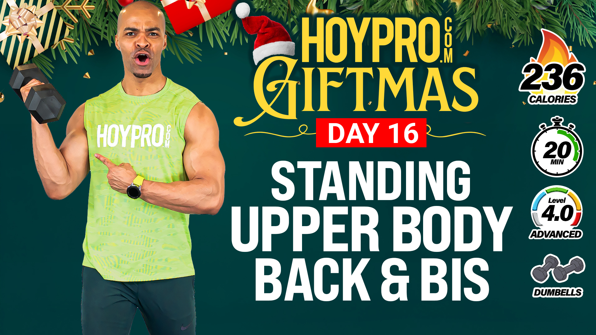 20 Minute Upper Body Standing Back & Biceps Workout - GIFTMAS Day 16