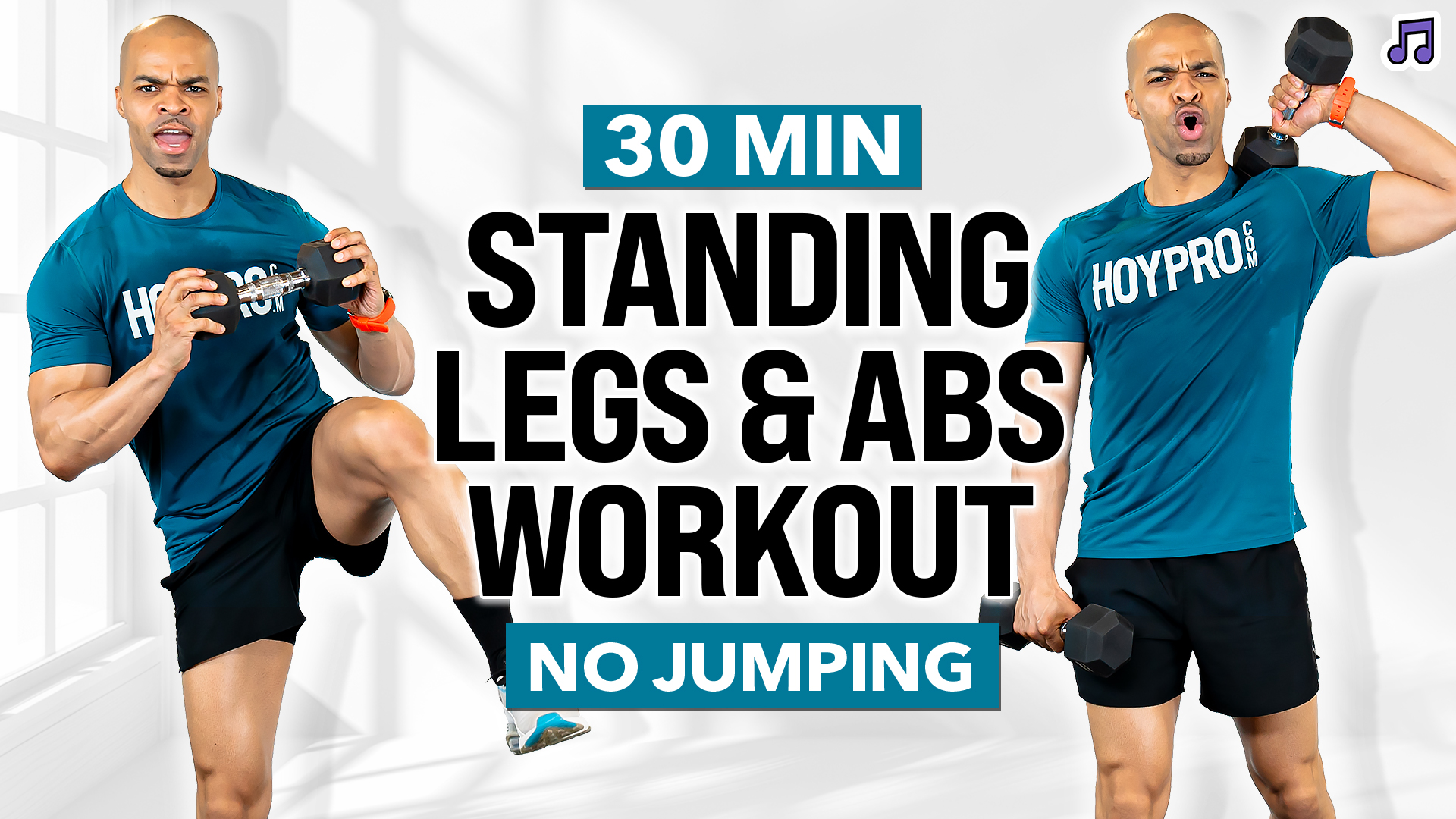 30 Minute Standing Intermediate Legs & Abs Workout (No Jumping) (Music)