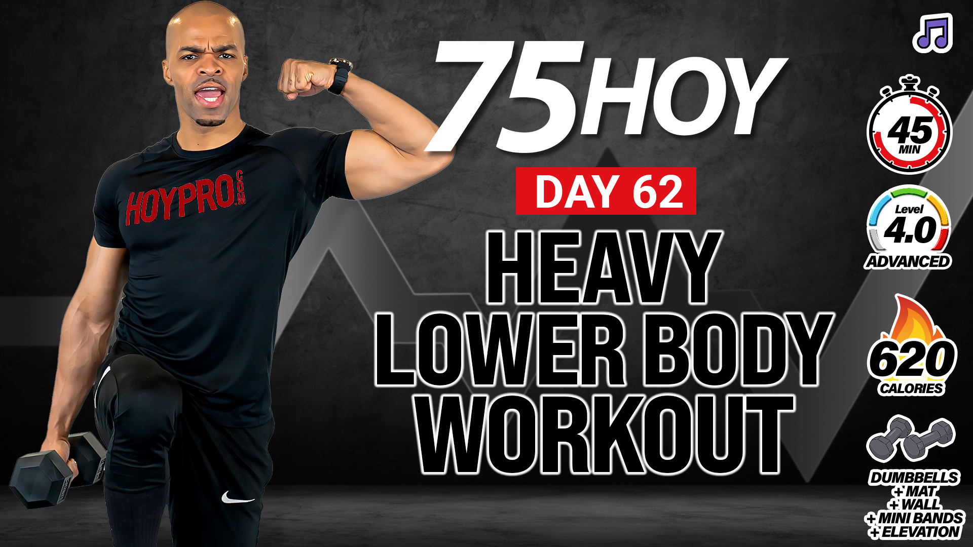 45 Minute Heavy Lower Body Strength Workout - 75 HOY #62 (Music)