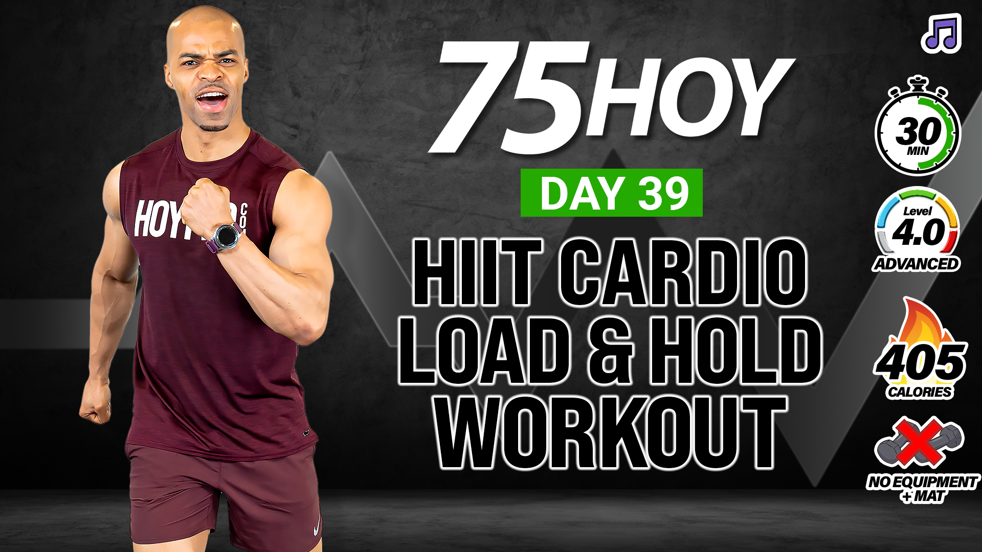 30 Minute Load & Hold HIIT Cardio (No Equipment) - 75 HOY #39 (Music)