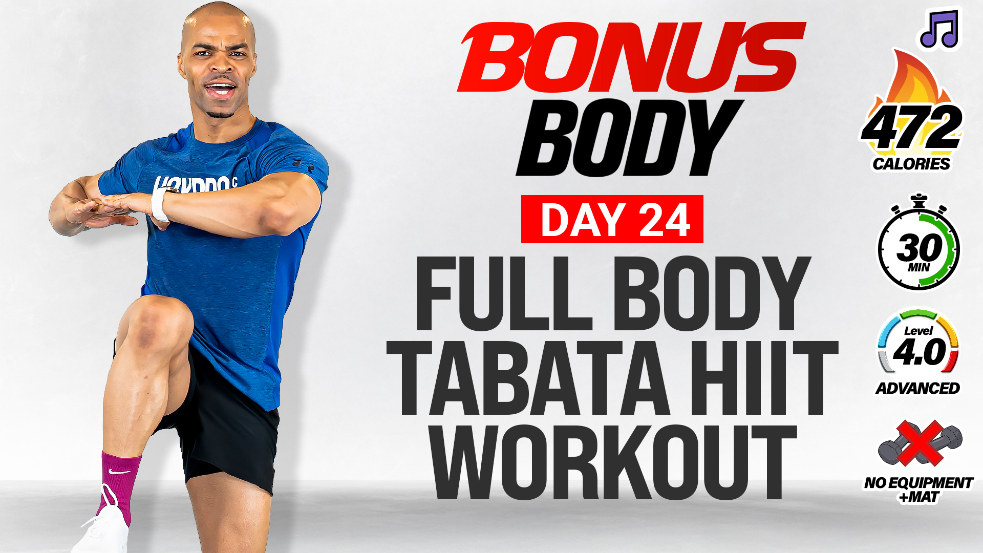 30 Minute Full Body No Equipment Tabata HIIT Drills - BUSY BODY #24 (Music)