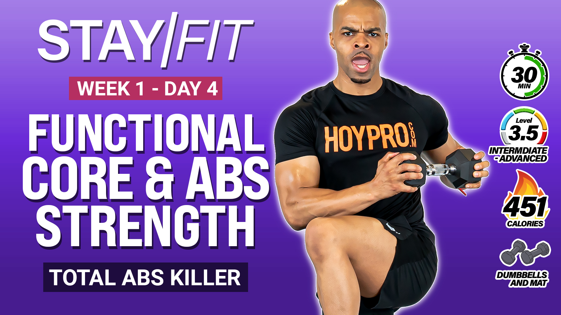 30 Minute Hybrid Total Core & Abs Training Workout - STAY/FIT W1: Day 4