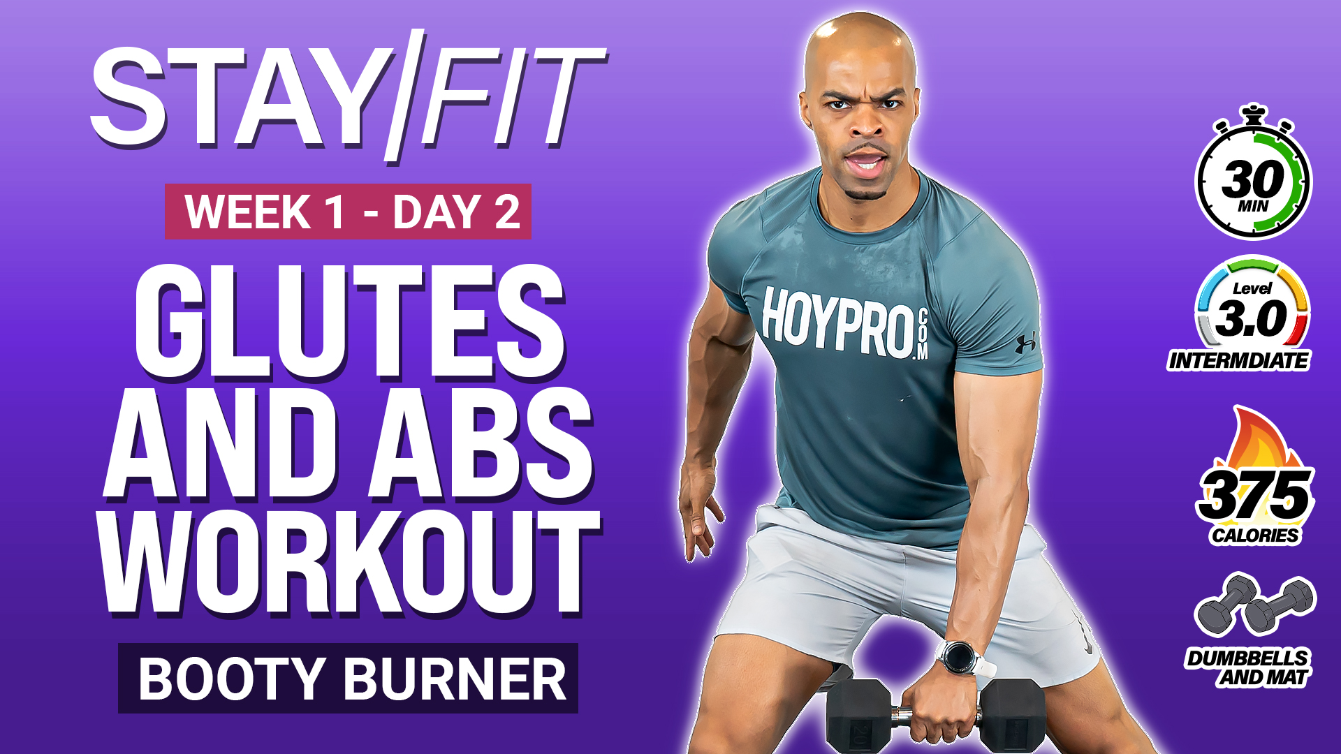 30 Minute Glutes & Abs Strength Workout - STAY/FIT W1: Day 2