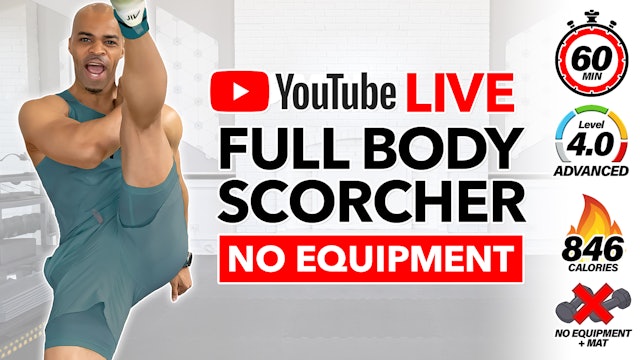 60 MIN LIVE Bodyweight Drills SCORCHER Workout (No Equipment)