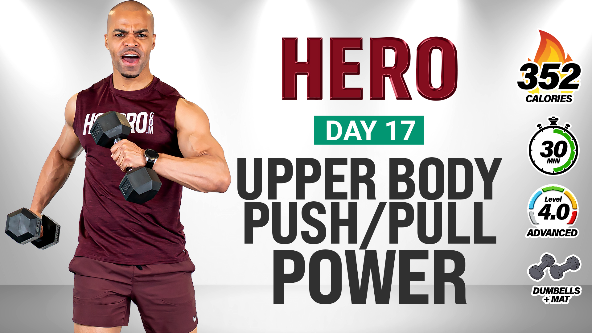 30 Minute Upper Body Push Pull Power Workout - HERO #017