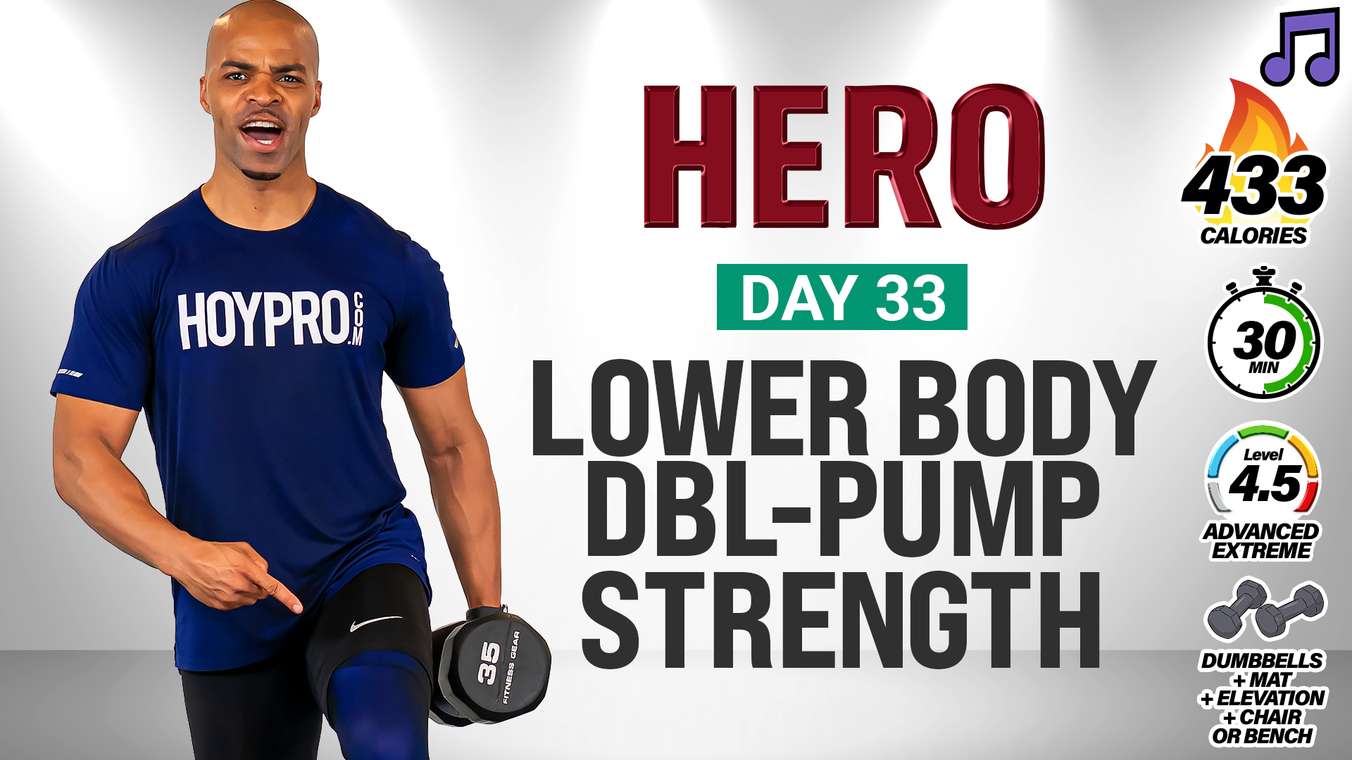 30 Minute Standing Lower Body Double Pump Strength - HERO #033 (Music)