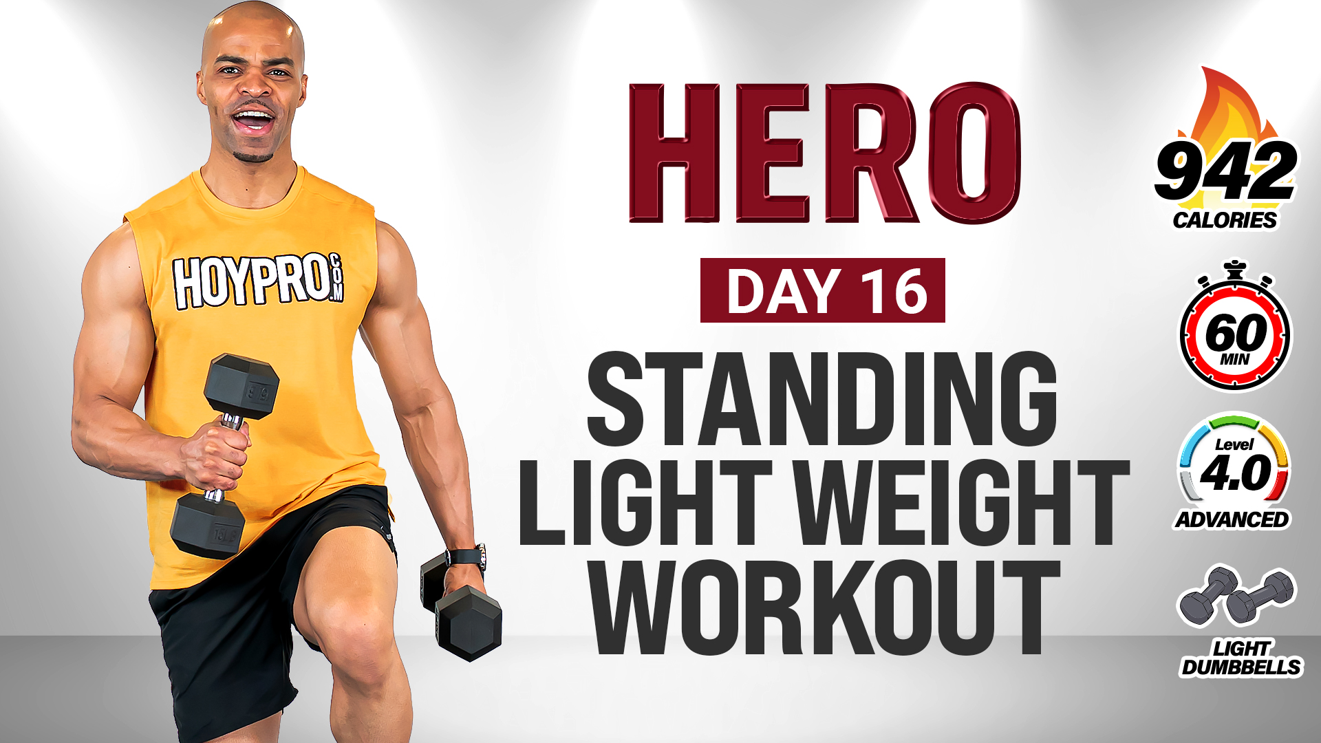 60 Minute Standing Light Weight Metcon HIIT Workout - HERO #016