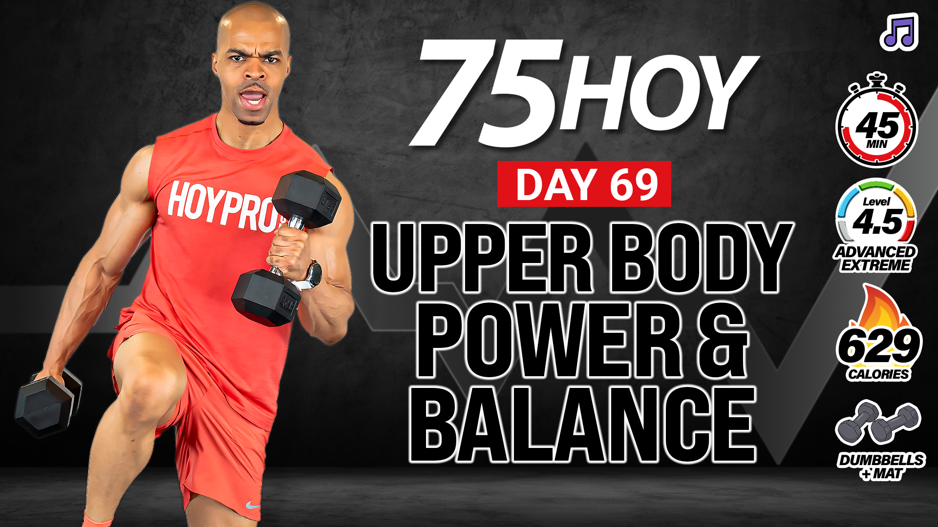 45 Minute Upper Body Power, Balance & Strength - 75 HOY #69 (Music)
