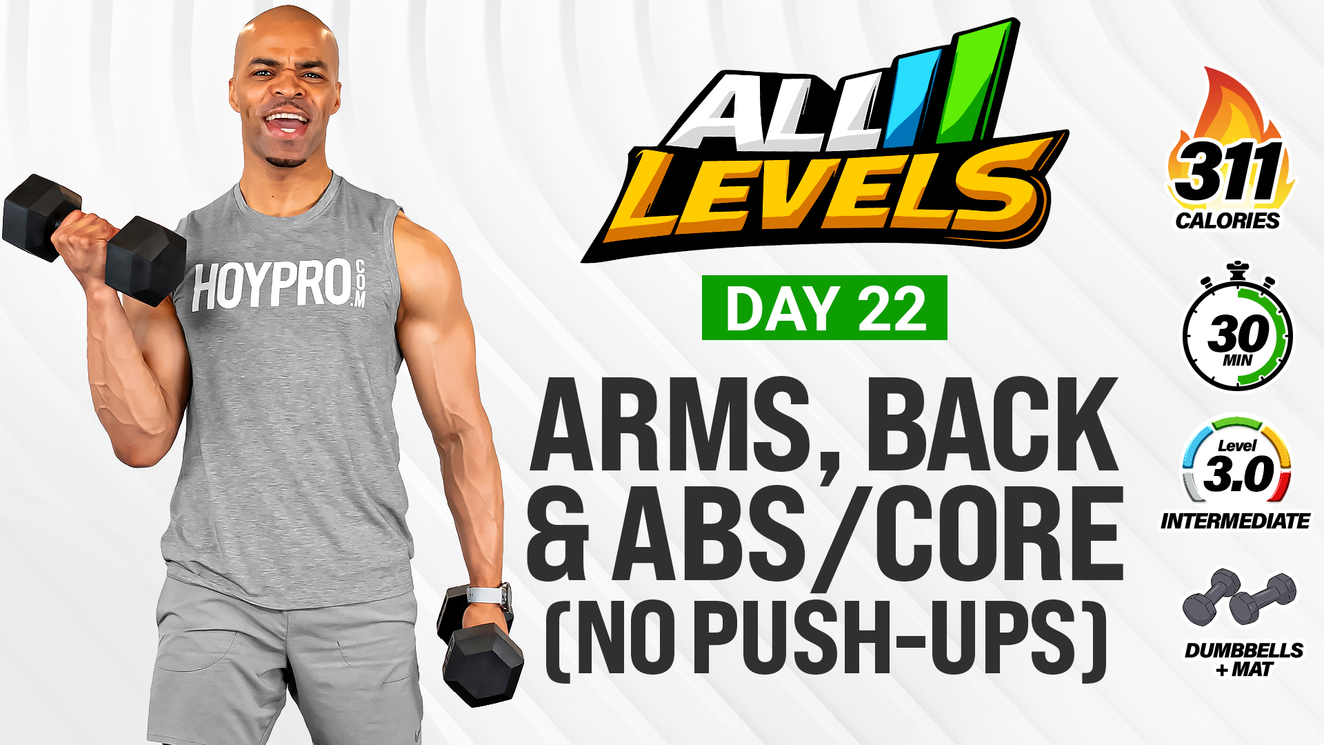 30 Minute Upper Body Arms, Back & Abs (No Push-Ups) - ALL LEVELS #021
