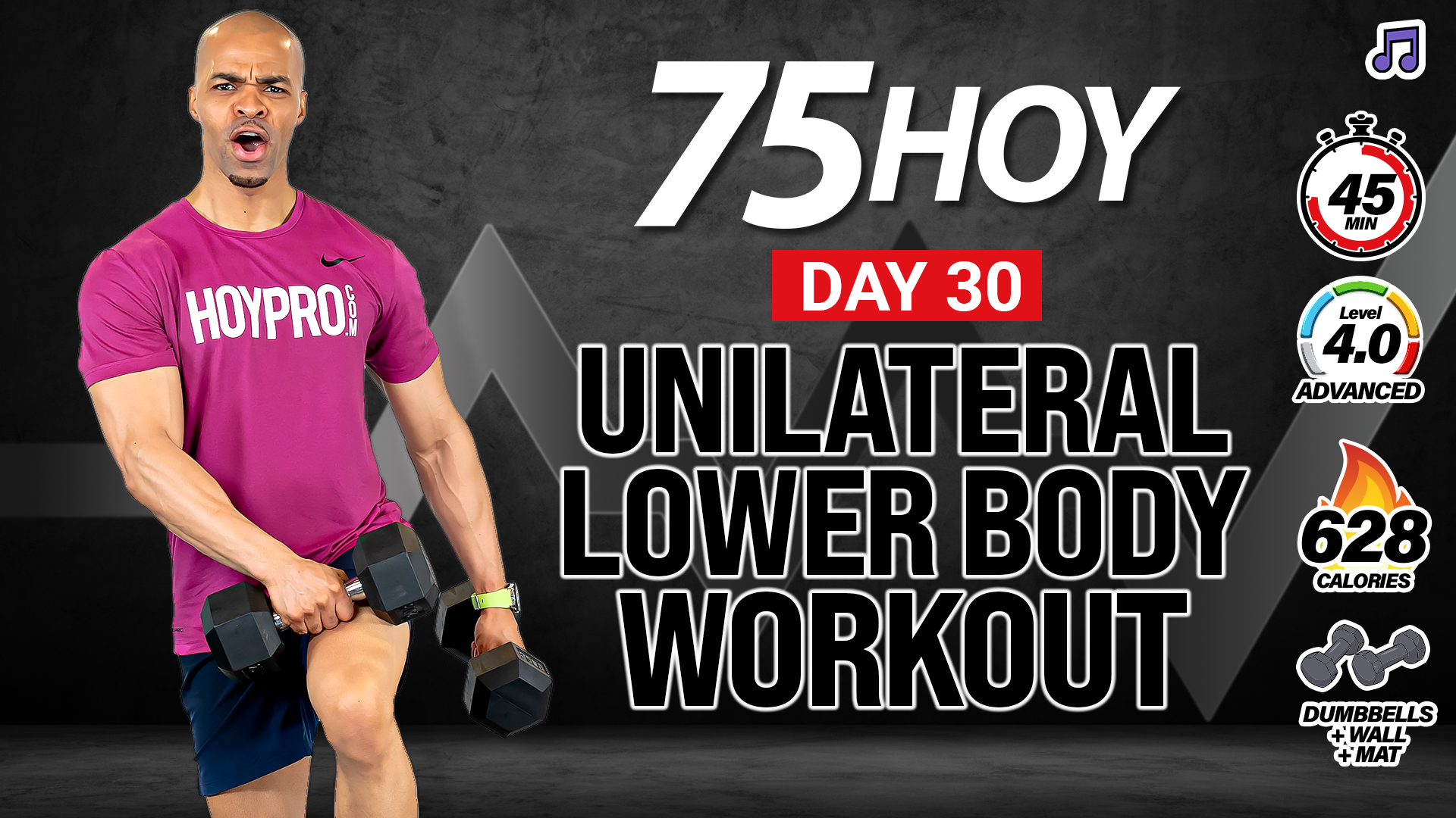 45 Minute Unilateral Lower Body Strength Workout - 75 HOY #30 (Music)