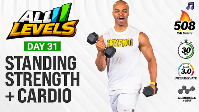 30 Minute Standing Dumbbell Strength + Cardio HIIT - ALL LEVELS #031
