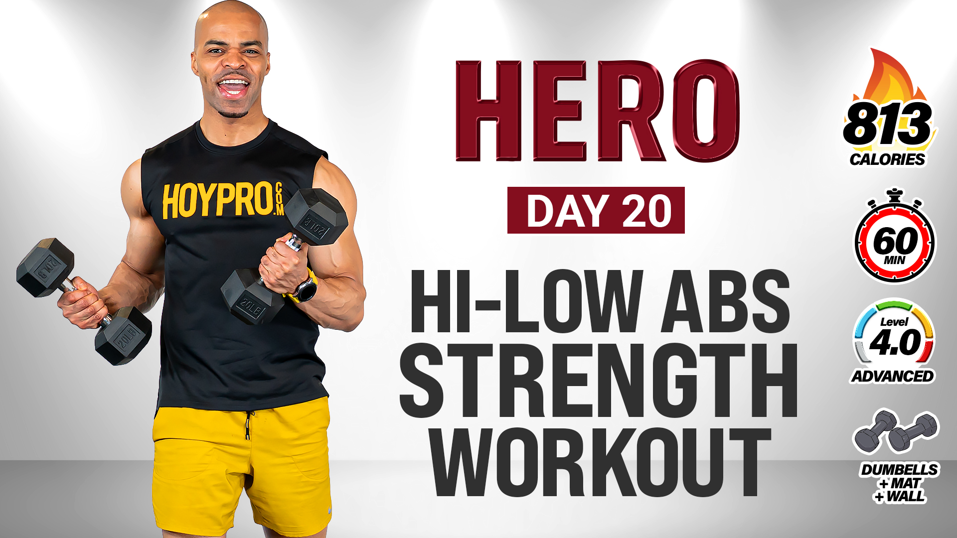 60 Minute Hi-Low Abs Full Body Strength Workout - HERO #020