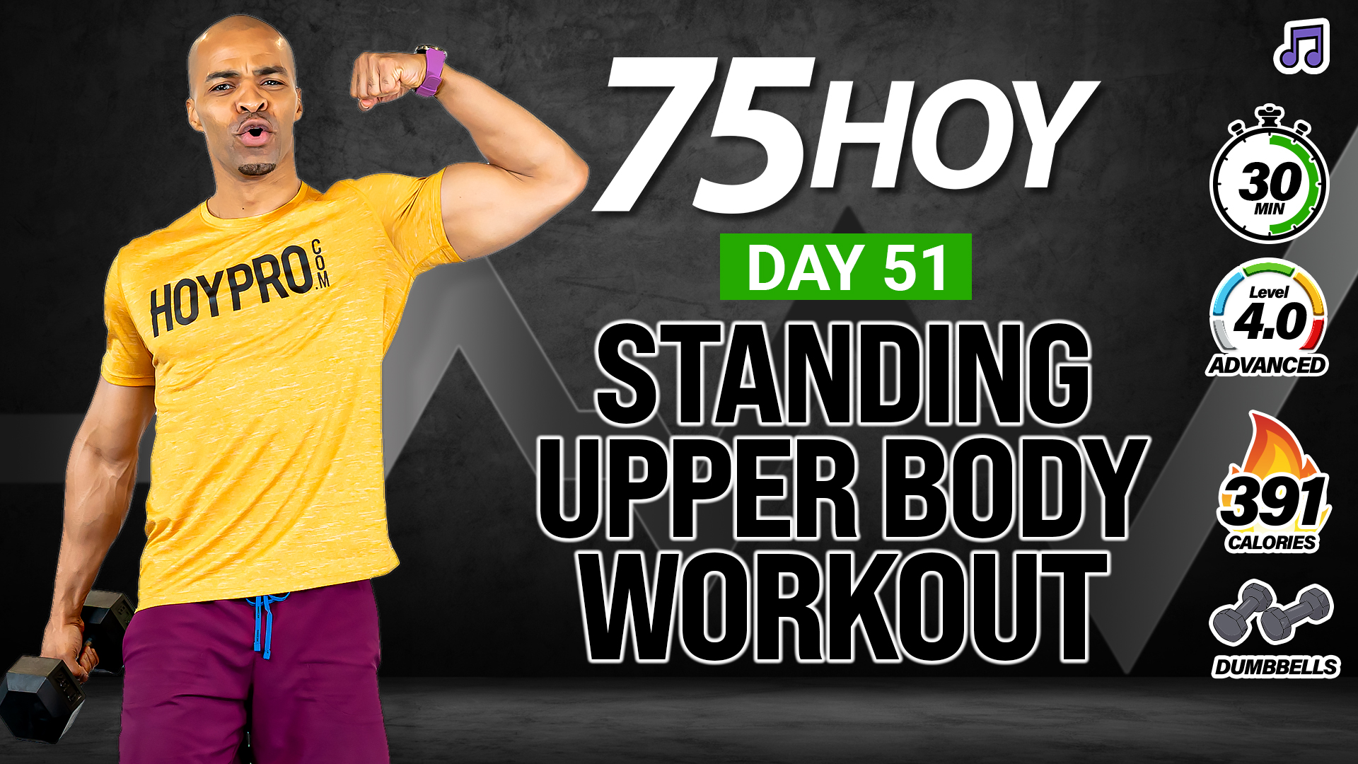 30 Minute Standing Upper Body Focused Workout - 75 HOY #51 (Music)