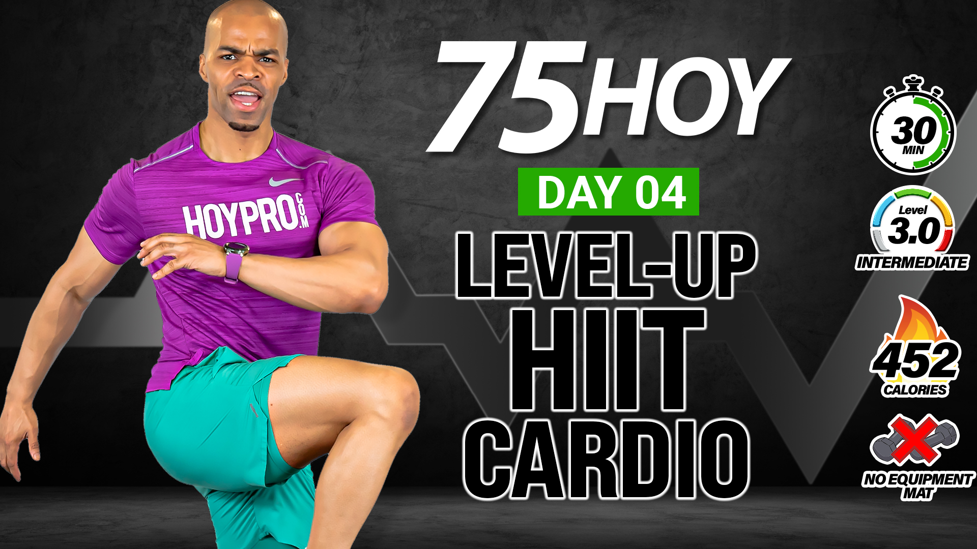 30 Minute Full Body Level-Up HIIT Cardio (No Equipment) - 75 HOY #04