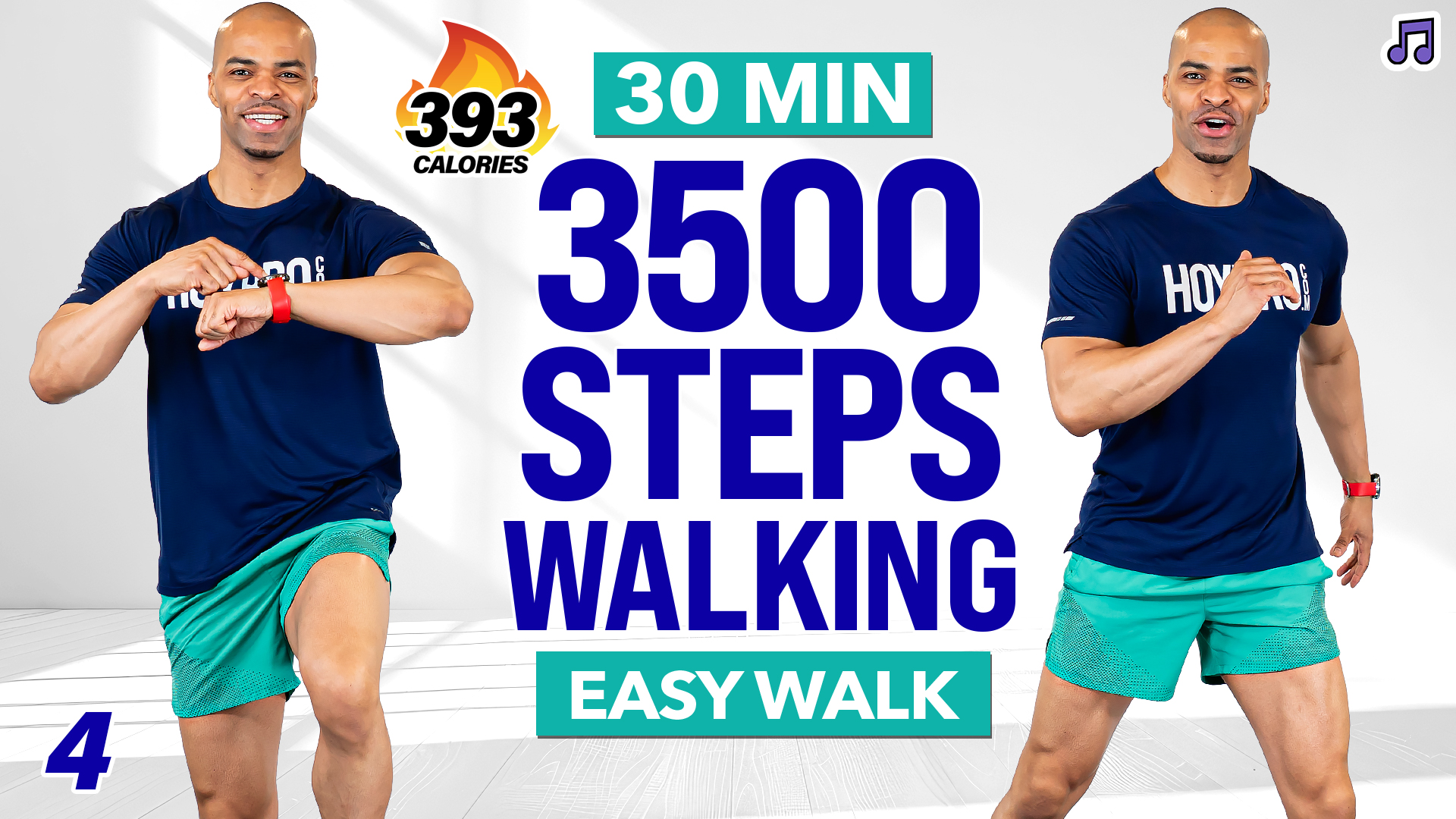 30 Minute Easy Walking Cardio Workout (3500 Steps) - WALK #04 (Music)