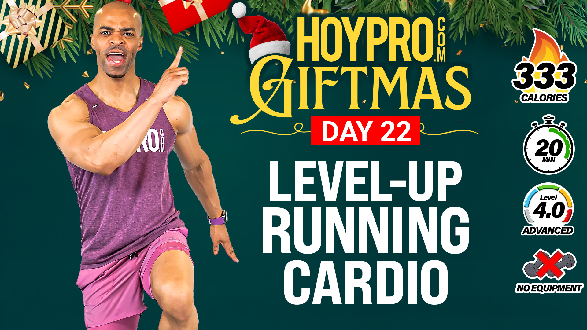 20 Minute Level-Up Running Cardio HIIT Workout - GIFTMAS Day 22