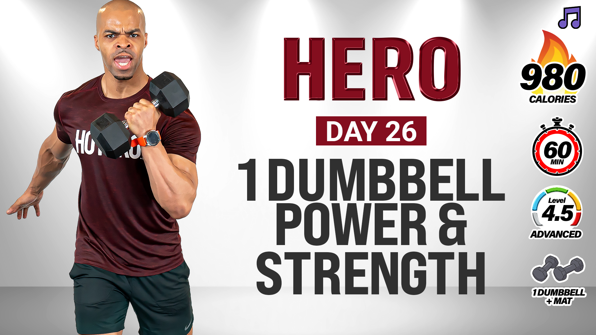 30 & 60 Minute One Dumbbell Power & Strength Workout - HERO #026