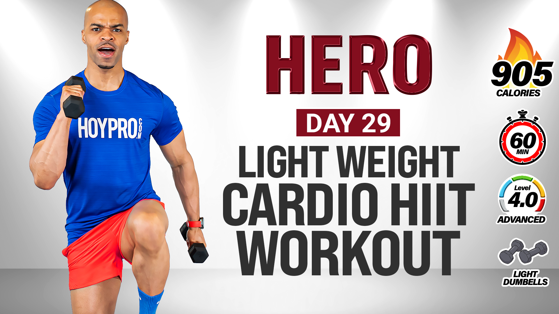 60 Minute Light Weight Fast-Paced Cardio HIIT Workout - HERO #029