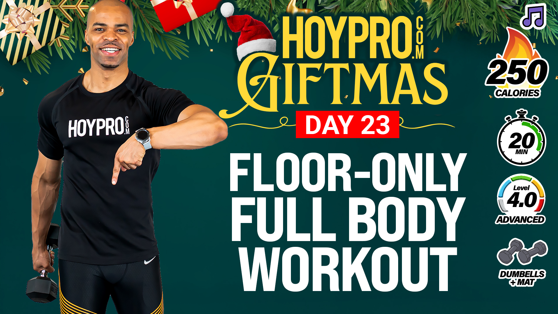 20 Minute Floor-Only Full Body Strength Workout - GIFTMAS Day 23