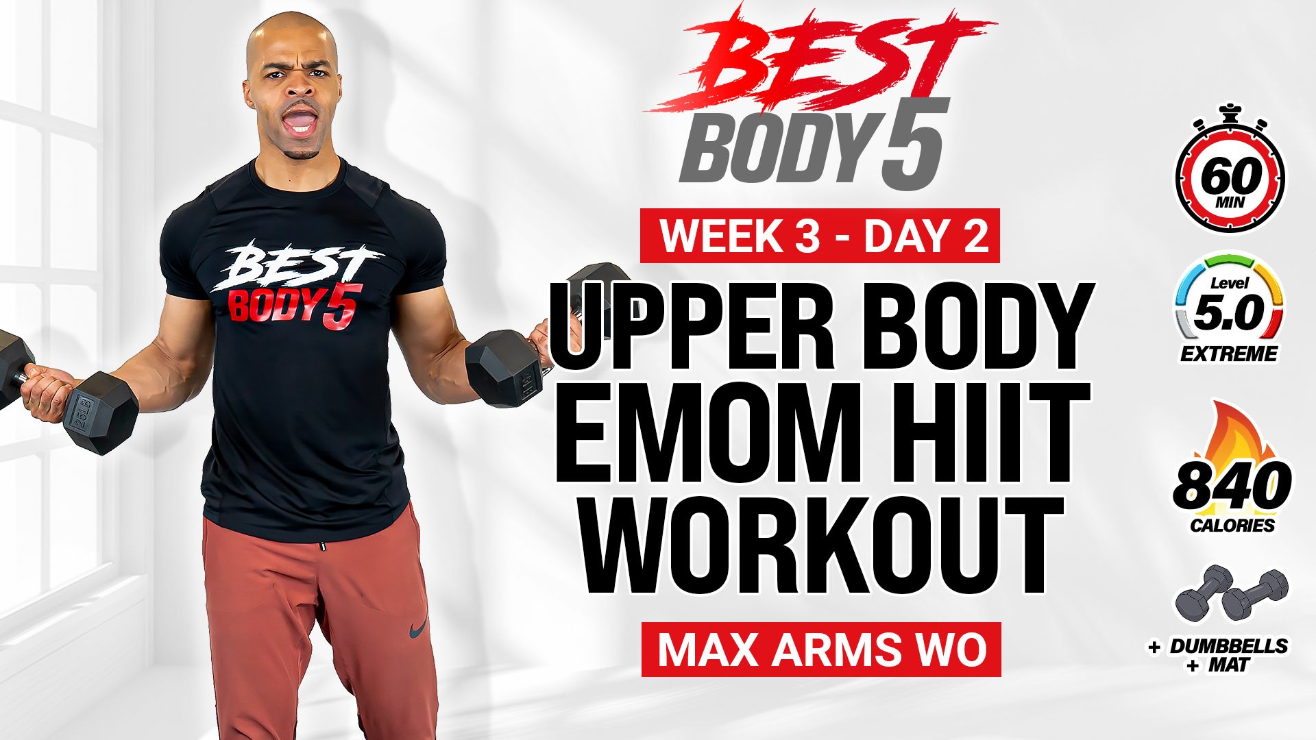 60 Minute Upper Body EMOM Strength Workout - BB5 W3: Day 2