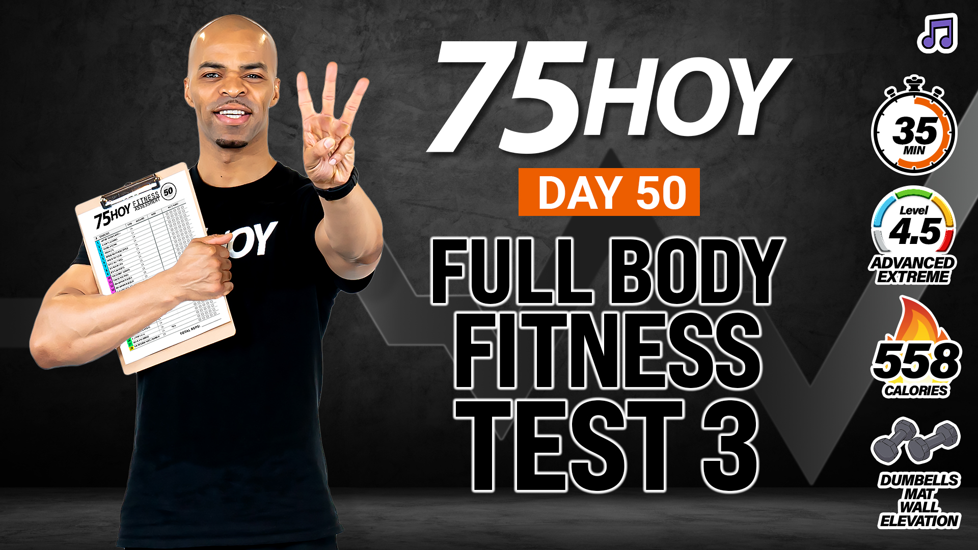 35 Minute Full Body Fitness Test 3 - 75HOY #50 (Music)