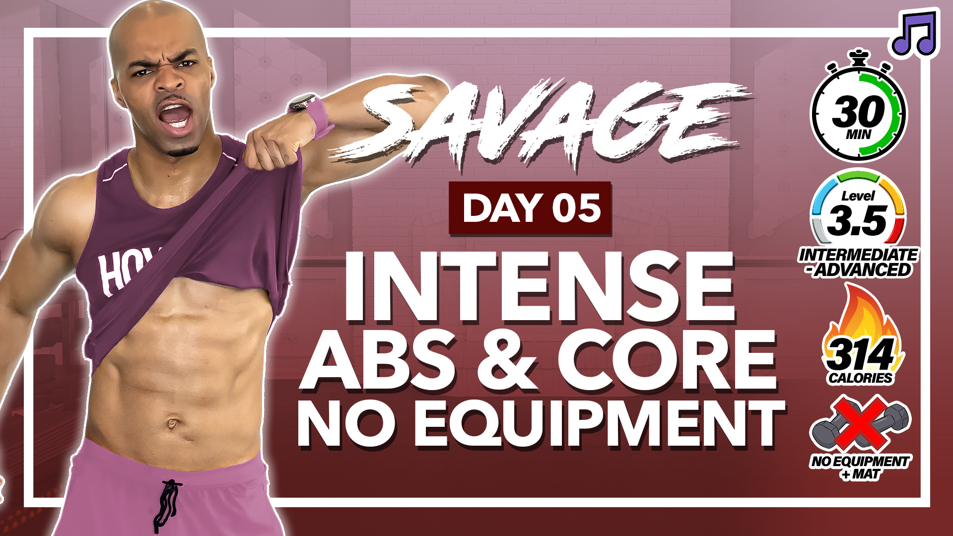 30 Minute Tight Core Training & Abs Workout - SAVAGE #05 (Music)