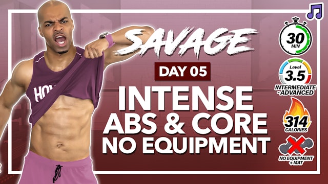 30 Minute Tight Core Training & Abs Workout - SAVAGE #05 (Music)