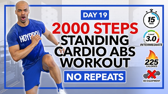 15 Minute Intermediate Standing Cardio Abs Workout - 2000 Steps #19