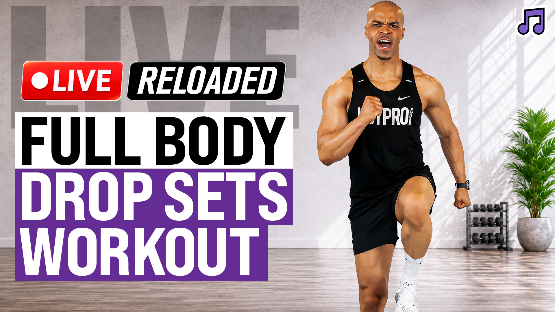 40 Minute Full Body Dumbbell Drop Sets (2-1-0 Format) (Music)