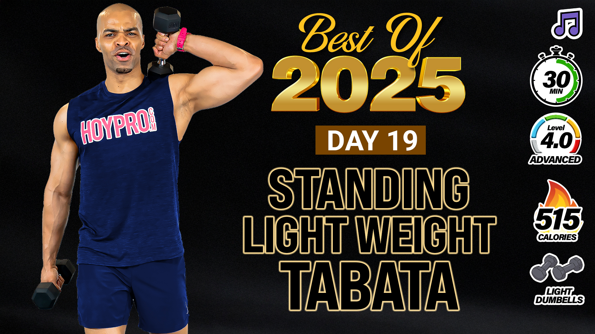 30 Minute Standing Light Weight Tabata (No Jumping) - 2025 BEST #19 (Music)