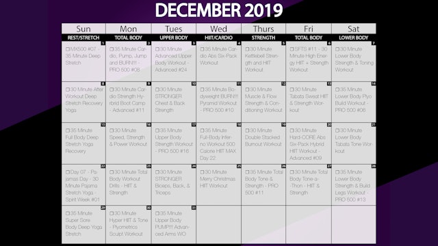 December 19 Workout Playlist Calendar Millionaire Hoy Pro