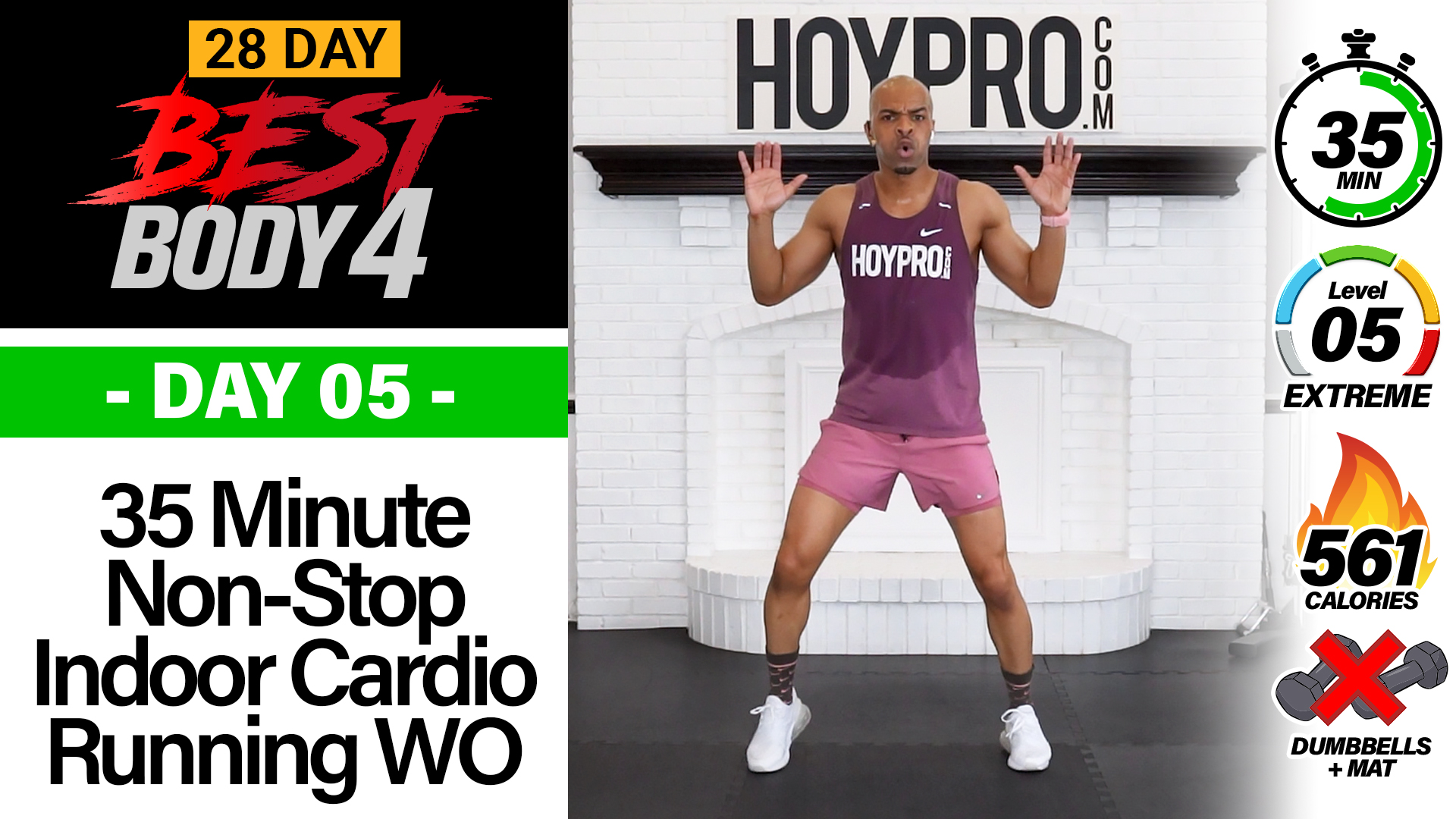 35 Minute Indoor Cardio Marathon Running Workout - Best Body 4 #05