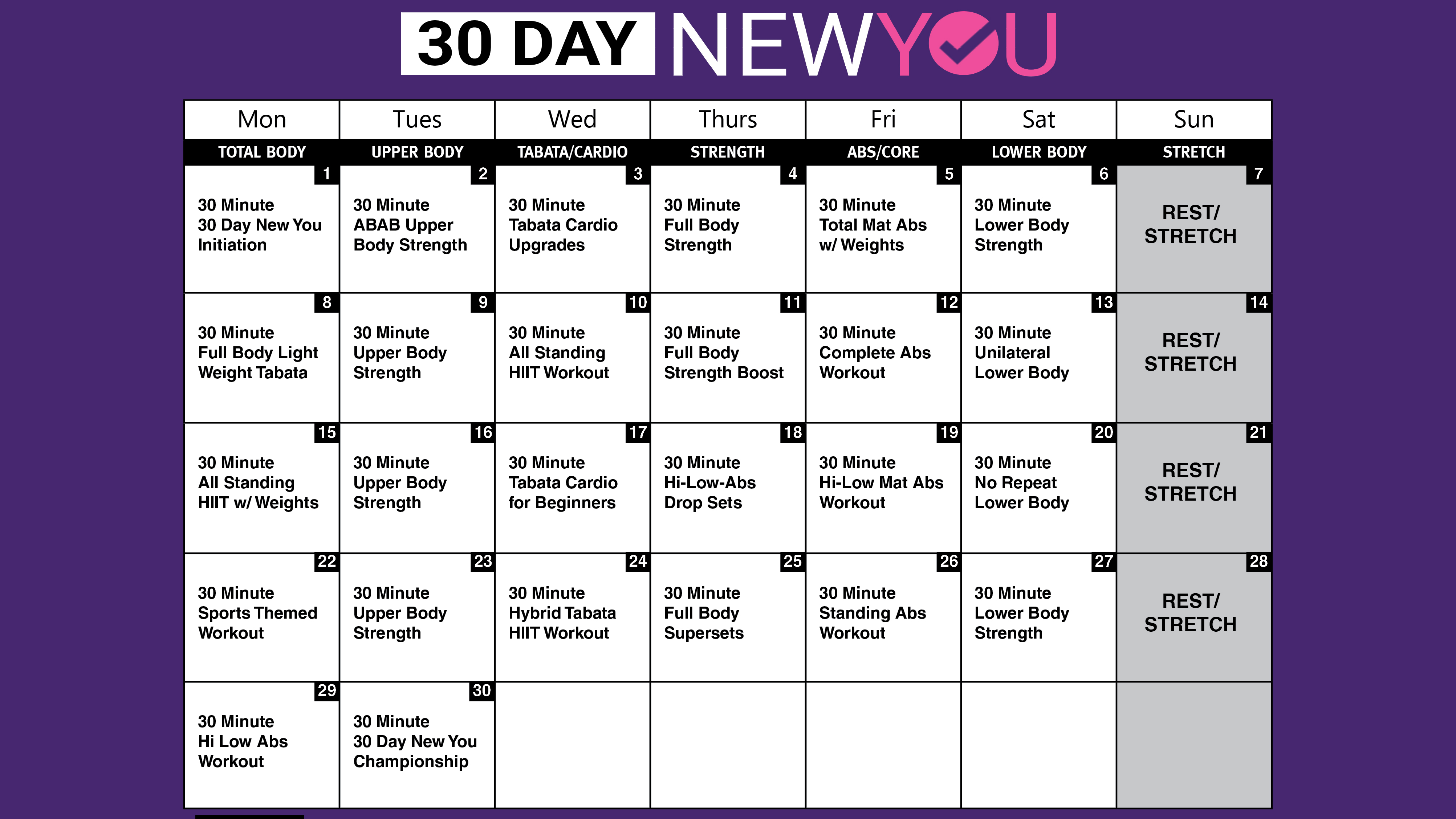 Intense 30 day online workout